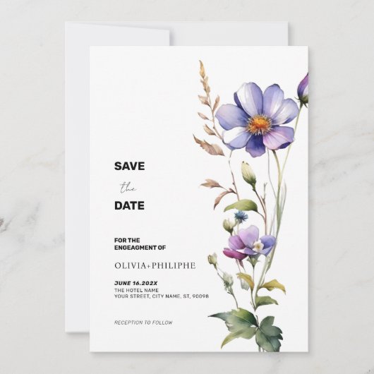 Sla de datum op Wildflower Kaart (Voorkant)