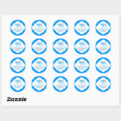 Sla de datum op wit en blauw Lijst Ronde Sticker (Vel)