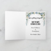 Sla de datum op Witte hartvormige cake Kaart (Binnen)