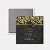 Sla de datum op - zwart en goud Damask Magneet (Voorkant / Achterkant)