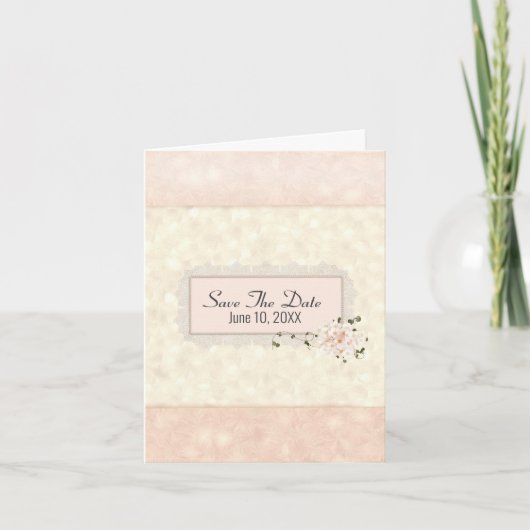 Sla de datum Peach en Ivory Elegance op Kaart (Voorkant)