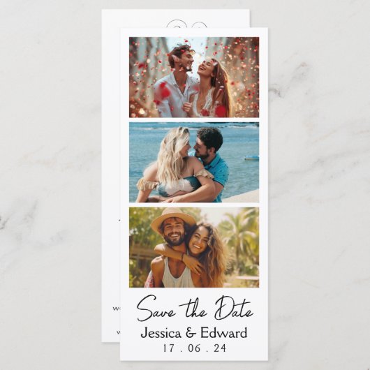 Sla de datum PhotoBooth QR Code Zwart Wit Chic op (Voorkant / Achterkant)