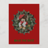 Sla de datum pluche Beer krans vakantie Aankondigingskaart (Voorkant)