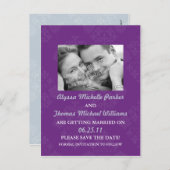 Sla de datum post Kaart met uw foto (Paarse) (Voorkant / Achterkant)