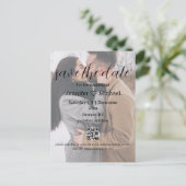 sla de datum qr code paar foto's trouwteken op aankondigingskaart (Staand voorkant)