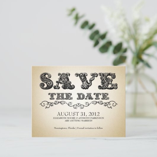 Sla de datum retro  briefkaarten (Staand voorkant)