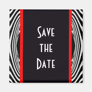 Sla de datum Retro Chic Wedding Zebra Zigzag op Magneet