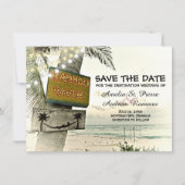 Sla de datum  Romantische strandbestemming op Save The Date (Voorkant)
