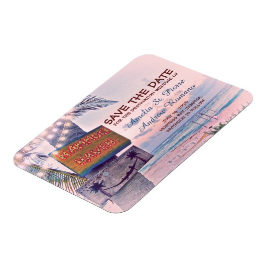 Sla de datum romantische string licht strand bruil magneet (Linkerzijde)