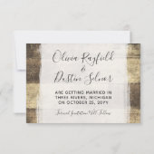 Sla de datum rustieke houten bruiloft aangepaste f save the date (Achterkant)