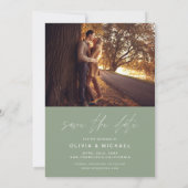 Sla de datum Sage Groene Handgeschreven Bruiloft o Save The Date (Achterkant)
