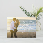 Sla de datum Smooth Script Wedding aankondiging (Staand voorkant)