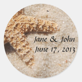 Sla de datum Starfish Envelope Seals op Ronde Sticker