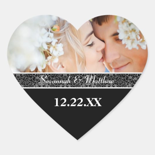 Sla de datum Sticker zwart-wit uw foto (Voorkant)