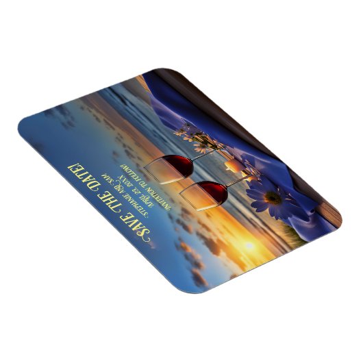 Sla de datum strand en wijn zonsondergang magneet (Rechterzijde)