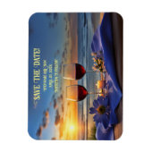 Sla de datum strand en wijn zonsondergang magneet (Verticaal)