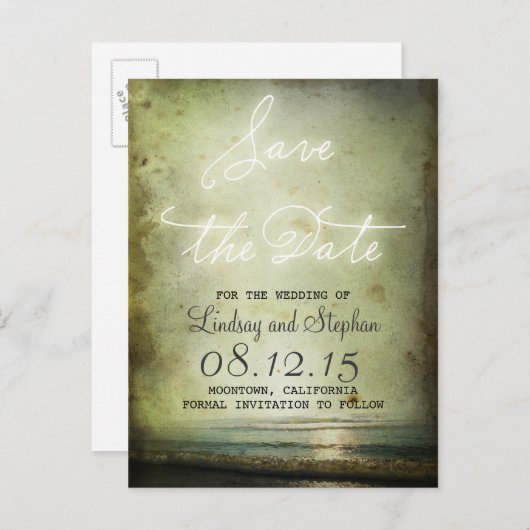 Sla de datum Strandmagneten op Aankondigingskaart (Voorkant / Achterkant)