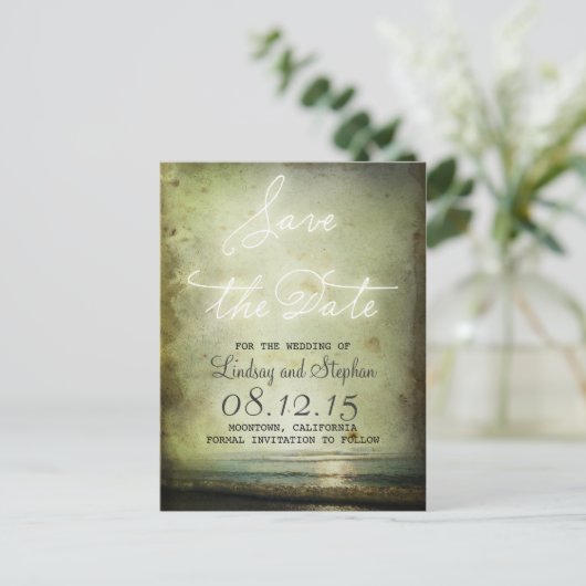 Sla de datum Strandmagneten op Aankondigingskaart (Staand voorkant)