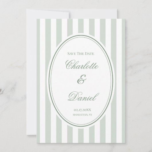 Sla de datum Stripe Aangepaste Mint Kaart (Voorkant)