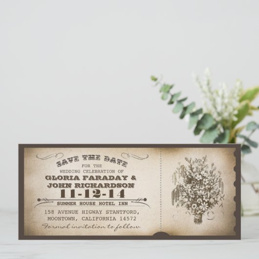 Sla de datum  ticket briefkaarten (Staand voorkant)