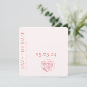 Sla de datum Trouwkaart Blush Roze QR-code op Save The Date (Staand voorkant)