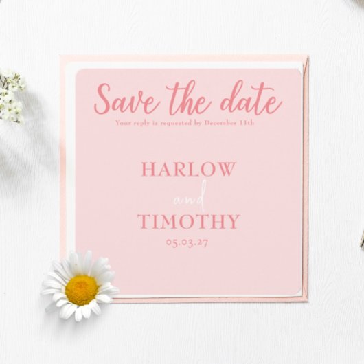 Sla de datum Trouwkaart Blush Roze QR-code op Save The Date