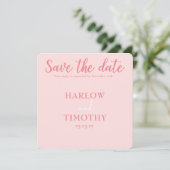 Sla de datum Trouwkaart Blush Roze QR-code op Save The Date (Staand voorkant)