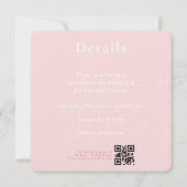 Sla de datum Trouwkaart Roze QR-code op Save The Date (Achterkant)