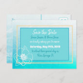 Sla de datum Turquoise Blauwgroen witte bloem brui Briefkaart (Voorkant / Achterkant)