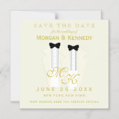 Sla de datum Tuxedo Bow Stropdas bruidegom bruilof Magnetische Uitnodiging (Voorkant)