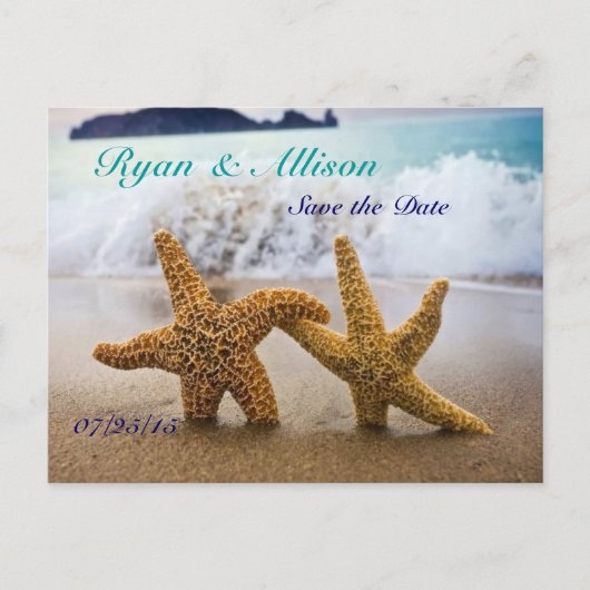 Sla de datum twee Starfish Briefkaart (Voorkant)