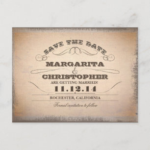 Sla de datum typografie oude briefkaarten op