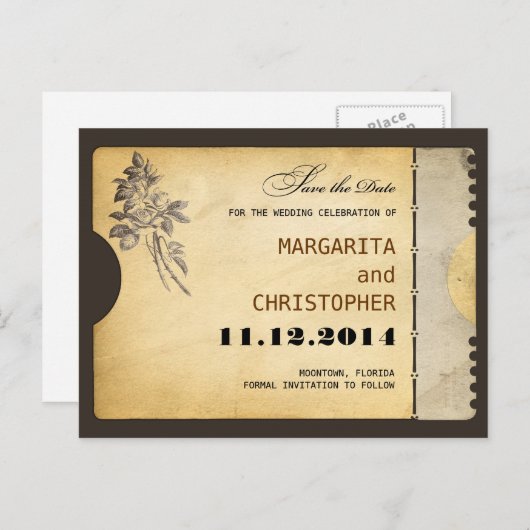 Sla de datum  typografie stijl briefkaarten (Voorkant / Achterkant)