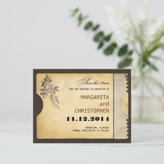 Sla de datum typografie stijl briefkaarten (Staand voorkant)