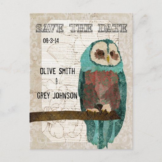 Sla de datum Uil II Briefkaart (Voorkant)