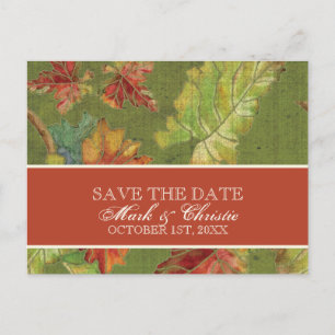 Sla de datum uitnodiging Autumn Grape Leaf Batik