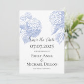 Sla de Datum uitnodiging met Blue Hydrangea (Staand voorkant)
