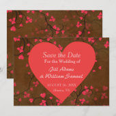 Sla de datum Valentijnshart op Save The Date (Voorkant / Achterkant)