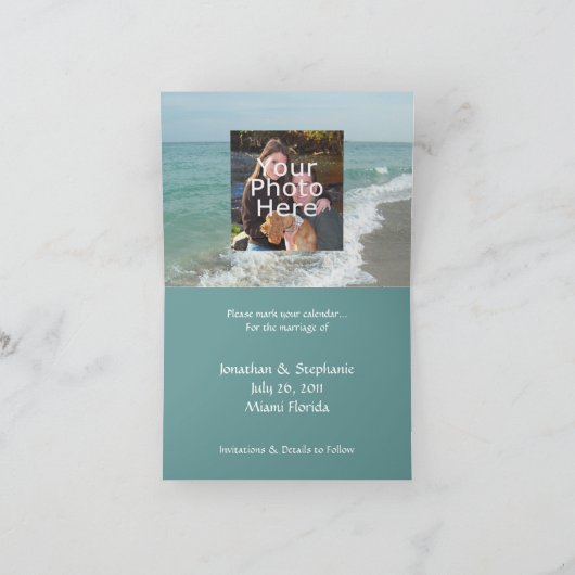 Sla de datum van bestemming bruiloft zand schrijve aankondiging (Binnen)