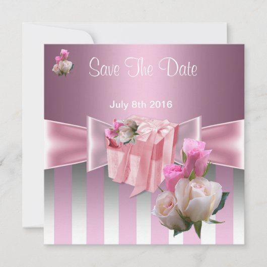 Sla de datum van de roze zilver streep over save the date (Voorkant)