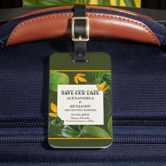 Sla de datum van de Tropische Palms op Bagagelabel (Voorkant Insitu 2)