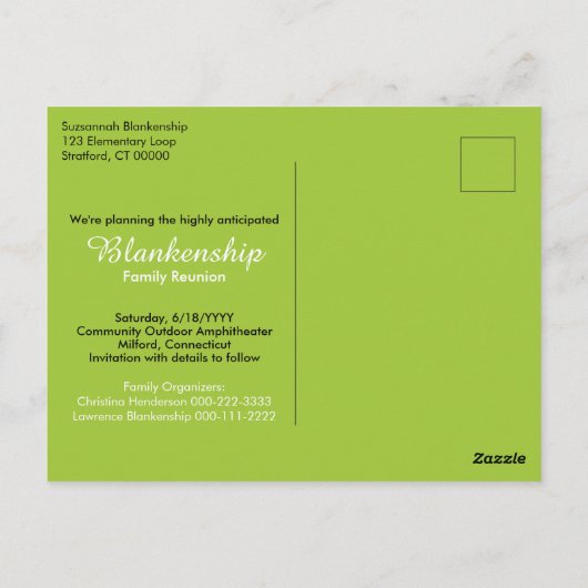 Sla de datum van gezinshereniging op het plattelan briefkaart (Achterkant)