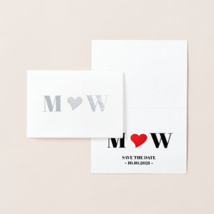 Sla de datum van het aangepaste monogram voor rood folie kaarten