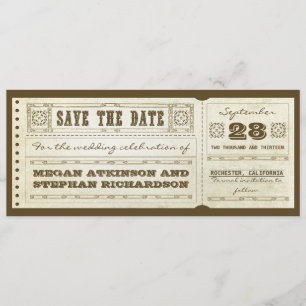 sla de datum van het vintage huwelijk op save the date