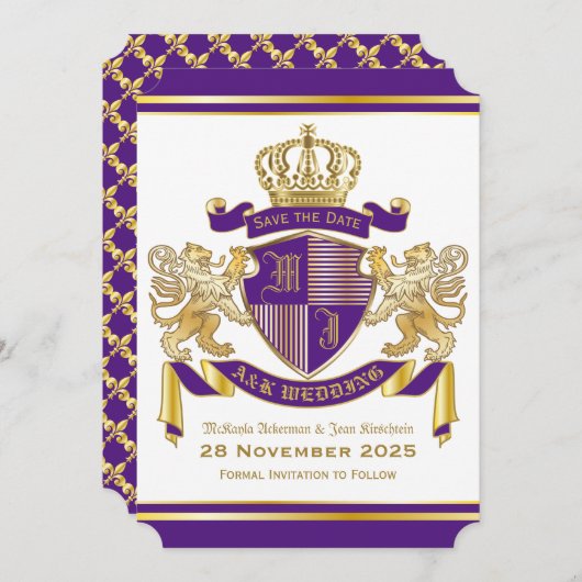 Sla de datum van wapenstilstand op het Paarse goud Kaart (Voorkant / Achterkant)