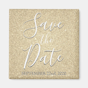 Sla de Datum Verjaardag Gouden Glitter Sparkle op Magneet