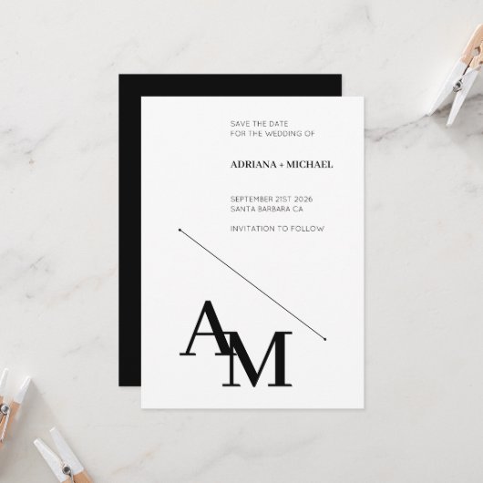 Sla de datum Vet Typografie Zwart op Wit Kaart (Voorkant / Achterkant in situ)