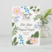 Sla de datum voor bruiloften roze bloem save the date (Staand voorkant)