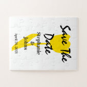 Sla de datum waarop de geelbruinvissen geel zijn, legpuzzel (Horizontaal)