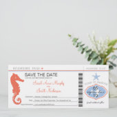 Sla de datum waarop het zeepaardje en de Starfish Save The Date (Staand voorkant)